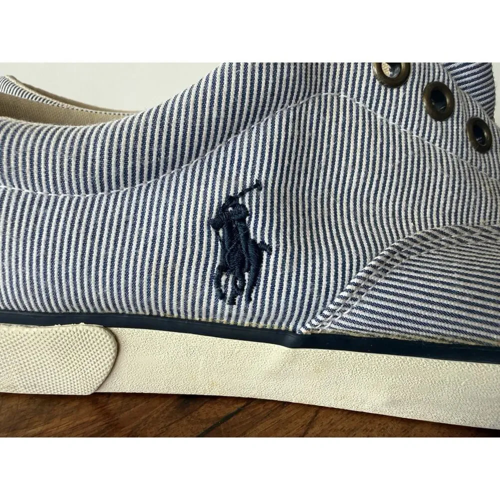Polo Ralph Lauren Forestmont II Men’s 9D Pinstripe Canvas Low Top Sneakers Navy
